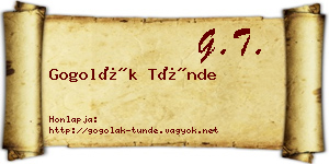 Gogolák Tünde névjegykártya